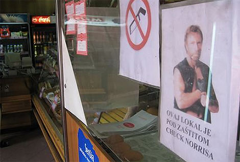 chuck norris protect bakery with photo