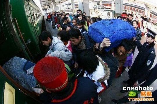 crowd train station