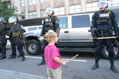 funny riot police kid