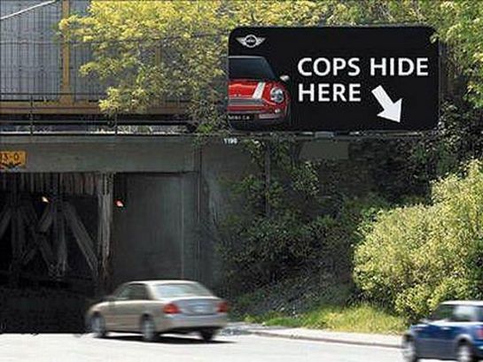 creative funny billboards cops hide here