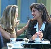 women talking on caffe