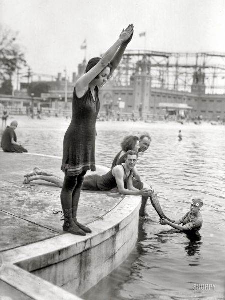 woman on beach in the past