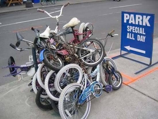 crazy bicycle parking